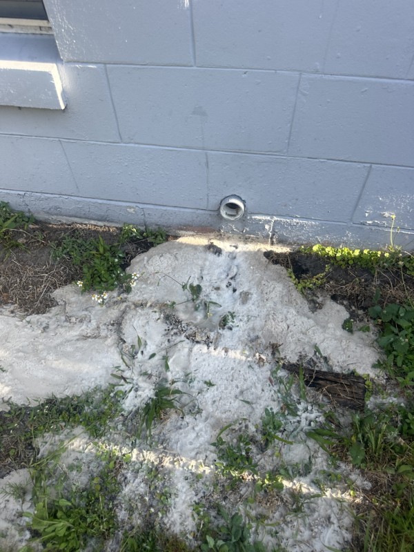 Aftermath of hydrojetting around exterior cleanout
