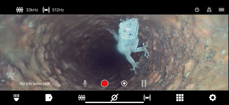 Drain camera inspection showing interior of sewer line