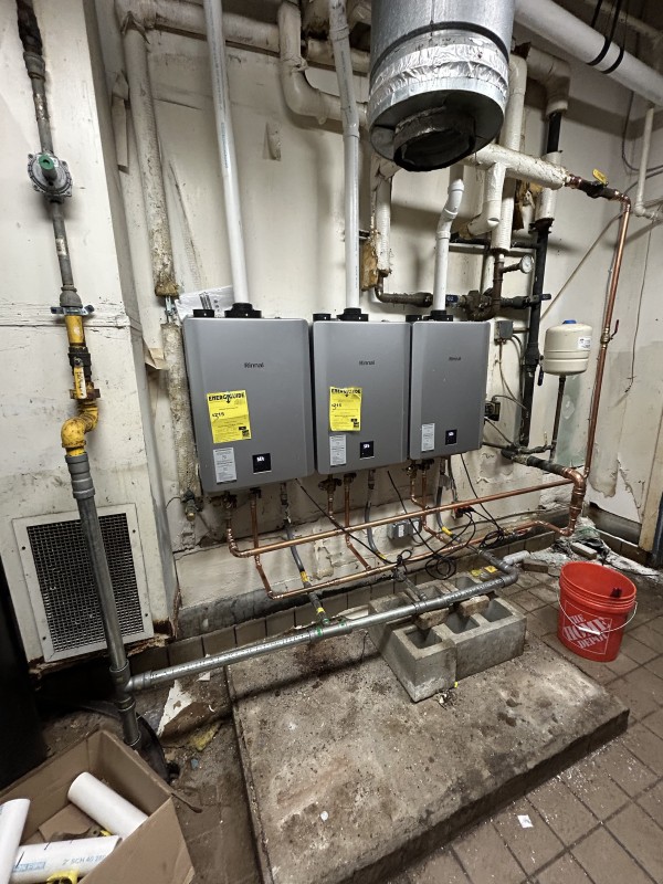 Triple tankless water heater setup