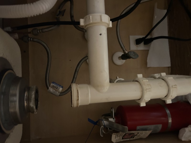 Disconnected kitchen sink plumbing