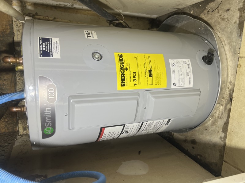 New 30 gallon water heater installed in closet