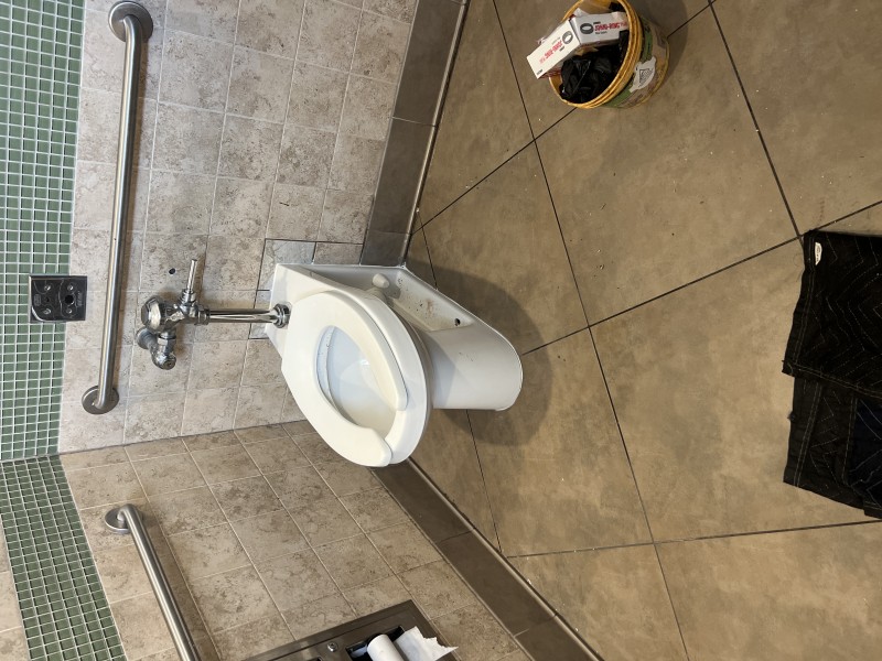 Toilet reset, leveled, bolts torqued, supply reconnected and tested