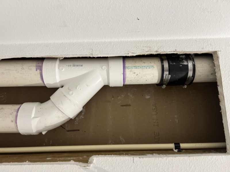 Gauge used during pressure test of repaired water line to ensure no leaks remain