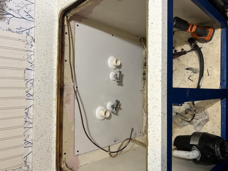 Sink reinstalled with new shut-off valves and braided stainless supply lines