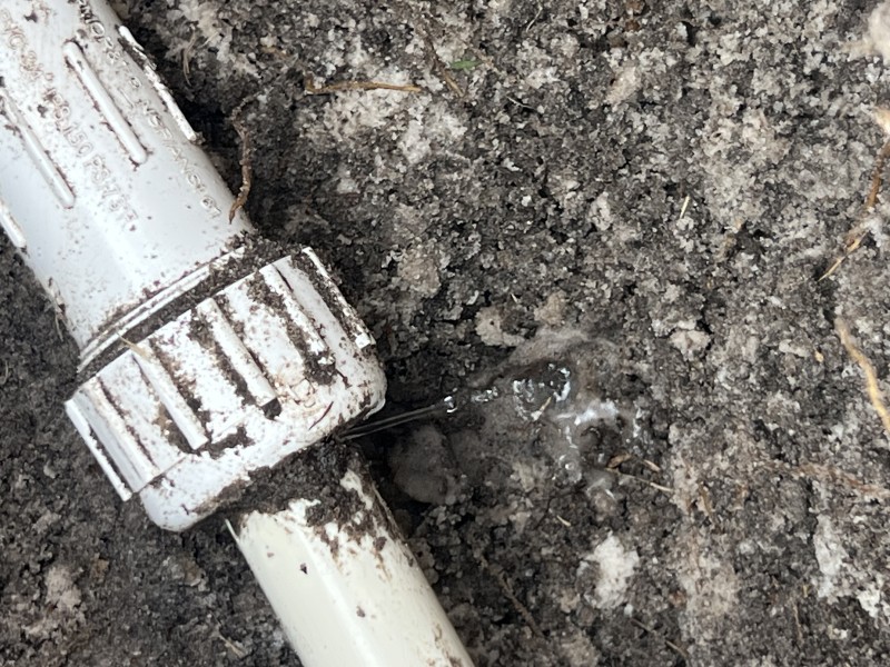 Excavation in progress to reach the buried water service line about two feet down, Deltona, FL, mid-December 2025