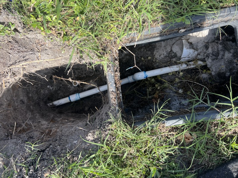 Completed underground water line repair with connections secured and ready for testing, Deltona, FL, mid-December 2025