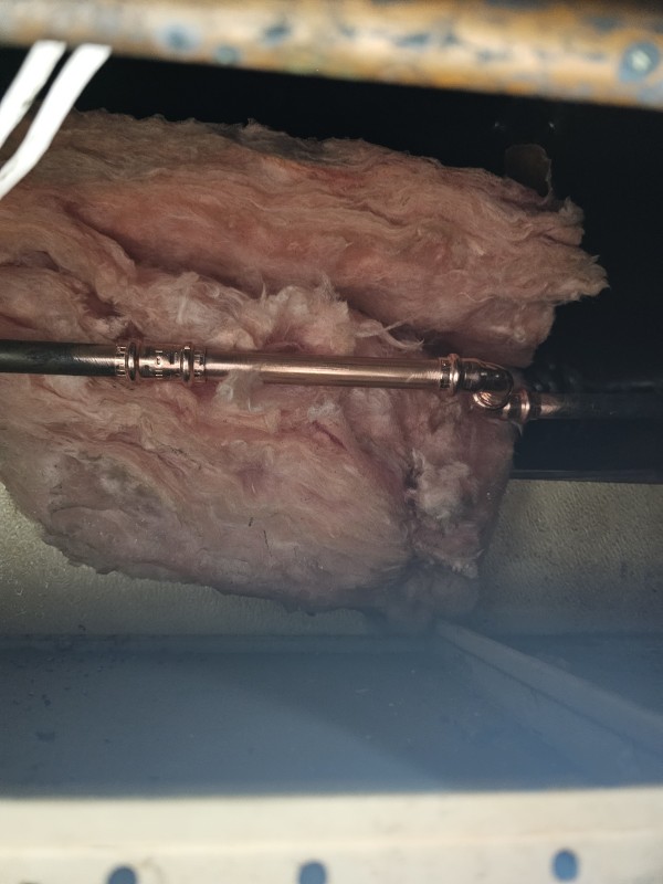 New section of copper water line installed using press fittings, Brandon, FL, December 2025