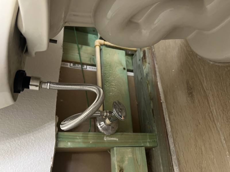 New toilet shut-off valve installed at the master bathroom toilet supply line, Land O’ Lakes, FL, January 20, 2026